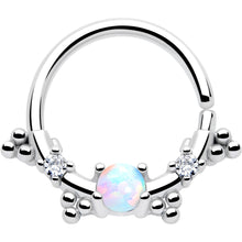 Load image into Gallery viewer, 16G 3/8 White Synthetic Opal Luminous Seamless Circular Ring
