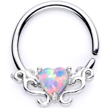 将图片加载到图库查看器，16G 5/16 White Synthetic Opal Bold Heart Seamless Circular Ring
