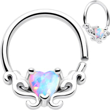 将图片加载到图库查看器，16G 5/16 White Synthetic Opal Bold Heart Seamless Circular Ring
