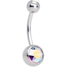Load image into Gallery viewer, Clear Aurora Gem Belly Ring Set of 2 Created with Crystals
