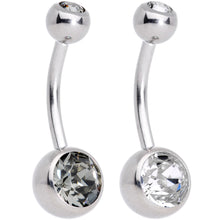 Load image into Gallery viewer, Clear Gray Gem Belly Ring Set of 2 Created with Crystals
