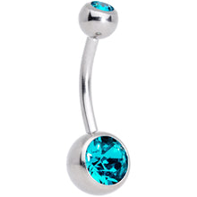 将图片加载到图库查看器，Clear Teal Gem Belly Ring Set of 2 Created with Crystals

