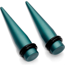 Load image into Gallery viewer, 7/16 Teal Matte Silicone over Stainless Steel Straight Taper Set
