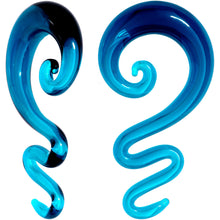 将图片加载到图库查看器，Blue Glass Translucent Zig Zag Spiral Taper Set 6mm to 12mm
