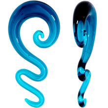 将图片加载到图库查看器，Blue Glass Translucent Zig Zag Spiral Taper Set 6mm to 12mm
