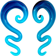 将图片加载到图库查看器，Blue Glass Translucent Zig Zag Spiral Taper Set 6mm to 12mm
