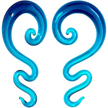 将图片加载到图库查看器，Blue Glass Translucent Zig Zag Spiral Taper Set 6mm to 12mm
