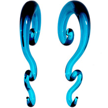 将图片加载到图库查看器，Blue Glass Translucent Zig Zag Spiral Taper Set 6mm to 12mm
