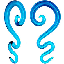 将图片加载到图库查看器，Blue Glass Translucent Zig Zag Spiral Taper Set 6mm to 12mm
