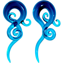 Load image into Gallery viewer, Blue Glass Translucent Swirl Twirl Spiral Taper Set 6mm to 12mm
