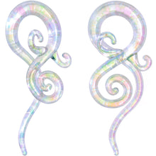 Load image into Gallery viewer, White Glass Shimmer Swirl Twirl Spiral Taper Set 6mm to 12mm
