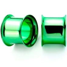 Load image into Gallery viewer, Green Anodized Steel Double Flare Tunnel Plug Set 4mm-16mm
