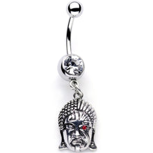 将图片加载到图库查看器，Red CZ Gem Android Buddha Dangle Belly Ring
