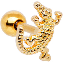 Load image into Gallery viewer, 16G 1/4 Gold PVD Alligator Tragus Cartilage Earring
