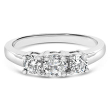 Load image into Gallery viewer, 14K White Gold  3/4 Cttw Lab Grown Diamond 3 Stone Ring Band (F-G Color, VS2-SI1 Clarity)- Size 7
