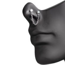 Load image into Gallery viewer, 20G 1/4 White Synthetic Opal Chain Dangle Double Nose Bone

