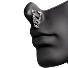 Load image into Gallery viewer, 20G 1/4 Clear Gem Elephant Chain Dangle Double Nose Bone

