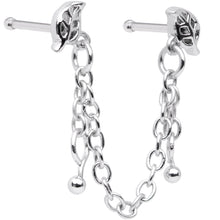 将图片加载到图库查看器，20G 1/4 Autumn Fall Leaves Chain Dangle Double Nose Bone
