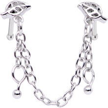将图片加载到图库查看器，20G 1/4 Autumn Fall Leaves Chain Dangle Double Nose Bone
