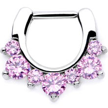 Load image into Gallery viewer, 16G 1/4 Pink CZ Gem Serious Seven Septum Clicker
