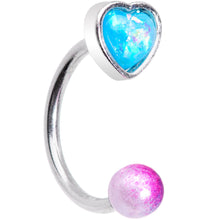 Load image into Gallery viewer, 16G 5/16 Blue Faux Opal Heart Pearlescent Horseshoe Barbell
