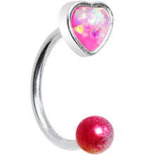Load image into Gallery viewer, 16G 5/16 Pink Faux Opal Heart Pearlescent Horseshoe Barbell
