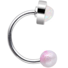 将图片加载到图库查看器，16G 5/16 White Faux Opal Heart Pearlescent Horseshoe Barbell
