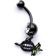 Load image into Gallery viewer, Clear Gem Black Anodized Black Lips of Death Dangle Belly Ring
