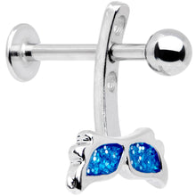 将图片加载到图库查看器，Blue Glitter Mermaid Tail Dangle Cartilage Tragus Helix Piercing
