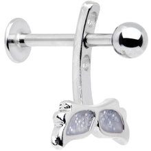 Load image into Gallery viewer, White Glitter Mermaid Tail Dangle Cartilage Tragus Helix Piercing
