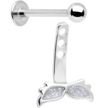 Load image into Gallery viewer, White Glitter Mermaid Tail Dangle Cartilage Tragus Helix Piercing
