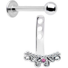 Load image into Gallery viewer, Pink Gem Victorian Swirl Dangle Cartilage Tragus Helix Piercing
