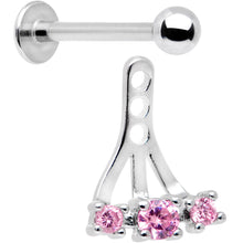 将图片加载到图库查看器，Pink Gem Triplet Fan Dangle Cartilage Tragus Helix Piercing
