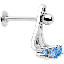 将图片加载到图库查看器，Blue Gem Triplet Fan Dangle Cartilage Tragus Helix Piercing
