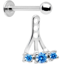 将图片加载到图库查看器，Blue Gem Triplet Fan Dangle Cartilage Tragus Helix Piercing
