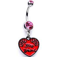 将图片加载到图库查看器，Pink Gem Stay Weird Red Heart Dangle Belly Ring
