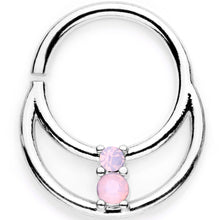 Load image into Gallery viewer, 16G 3/8 Pink Faux Opal Twisted Horseshoe Closure Ring Set

