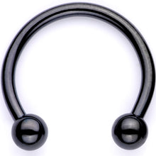 Load image into Gallery viewer, 16G 3/8 Pink Faux Opal Black Anodized Horseshoe Closure Ring Set
