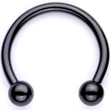 Load image into Gallery viewer, 16G 3/8 Teal Faux Opal Black Anodized Horseshoe Closure Ring Set
