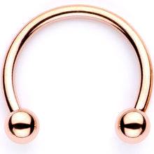 Load image into Gallery viewer, 16G 3/8 White Faux Opal Rose Gold Tone Twisted Horseshoe BCR Captive Ring Set
