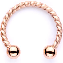 将图片加载到图库查看器，16G Pink Faux Opal Rose Gold Tone Twisted Horseshoe Clip On Fake Septum Ring Set
