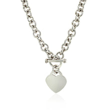 Load image into Gallery viewer, Sterling Silver Rolo Chain  with a Heart Toggle Charm and Rhodium Plating
