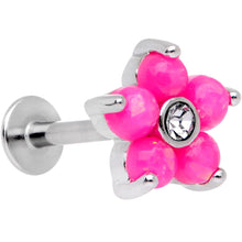 Load image into Gallery viewer, 16G 5/16 Pink Faux Opal CZ Flower Cartilage Tragus
