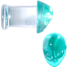Load image into Gallery viewer, Clear Green Pyrex Glass Alien Face Double Flare Plug Set 6mm to 16mm
