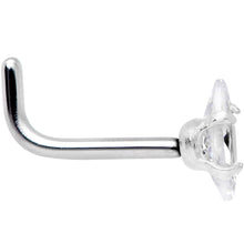 Load image into Gallery viewer, 18G 1/4 Clear CZ Gem Ellipse L Shape Nose Ring
