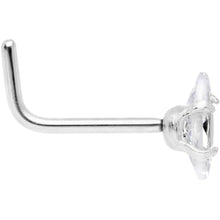 Load image into Gallery viewer, 20G 1/4 Clear CZ Gem Ellipse L Shape Nose Ring
