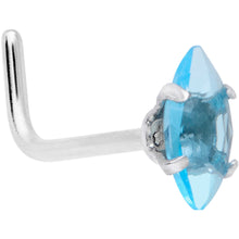 将图片加载到图库查看器，20G 1/4 Aqua CZ Gem Ellipse L Shape Nose Ring
