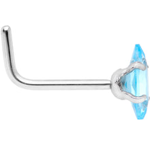 将图片加载到图库查看器，20G 1/4 Aqua CZ Gem Ellipse L Shape Nose Ring
