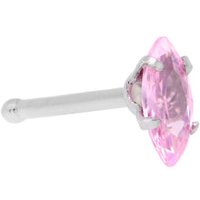 Load image into Gallery viewer, 20G 1/4 Pink CZ Gem Ellipse Nose Bone
