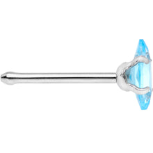 Load image into Gallery viewer, 20G 1/4 Aqua CZ Gem Ellipse Nose Bone
